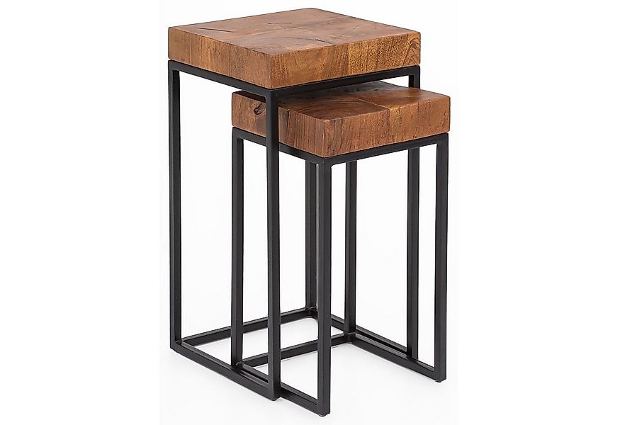 KADIMA DESIGN Satztisch Design Satztisch Massivholz Metall Beistelltisch 2e günstig online kaufen