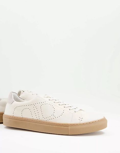 Dune – Sneaker zum Schnüren in Weiß aus Bio-Material mit minimalistischem M günstig online kaufen