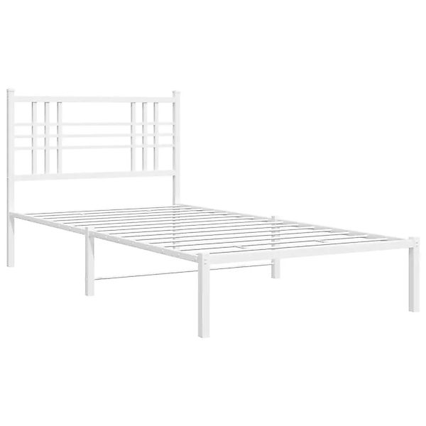 vidaXL Bettgestell mit Kopfteil Metall Weiß 107x203 cm 376369 günstig online kaufen