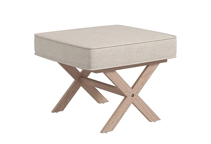 HOMCOM Fußhocker mit Leinenoptik, gepolstertem Sitz, Holzbein (Sitzhocker, günstig online kaufen