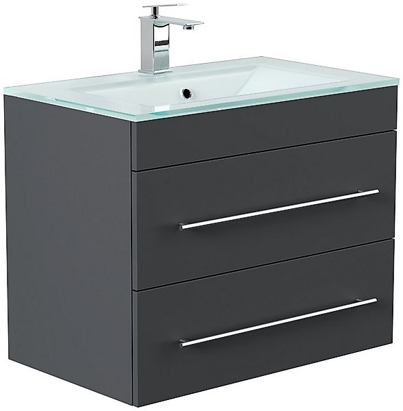 Magnolia Home Waschtisch Badmöbel Vitro 750 mit Glaswaschbecken SoftClose g günstig online kaufen