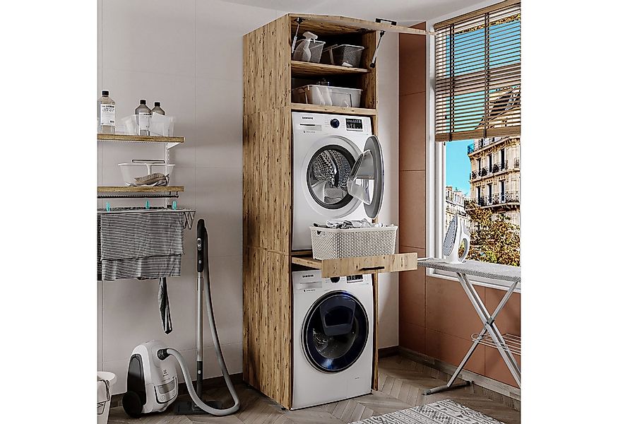 Roomart Waschmaschinenumbauschrank Waschturm für Waschmaschine & Trockner m günstig online kaufen