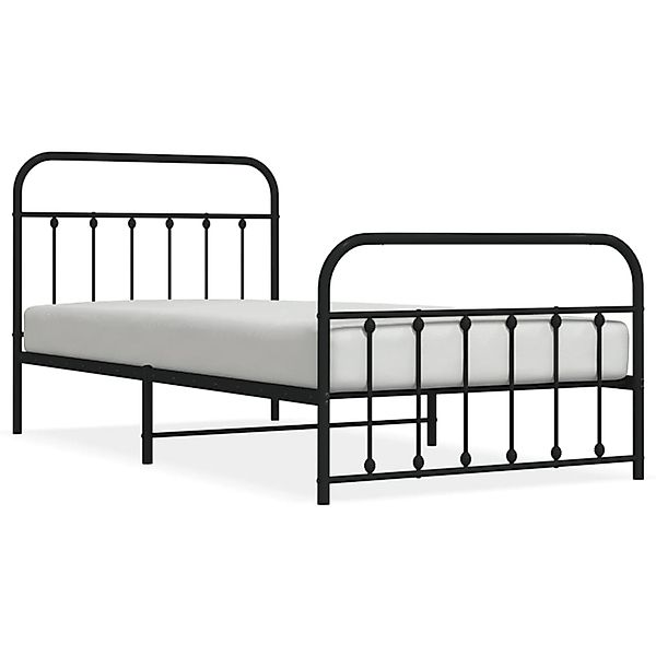 vidaXL Bettgestell mit Kopf- und Fußteil Metall Schwarz 107x203 cm 352592 günstig online kaufen