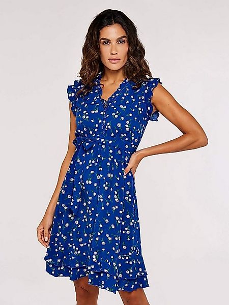 Apricot Minikleid Sommerkleid in Minilänge (2-tlg) mit Rüschen und Gänseblü günstig online kaufen