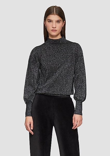 QS Longpullover Strickpullover Weicher Pullover mit Puffärmel und Glitzeref günstig online kaufen