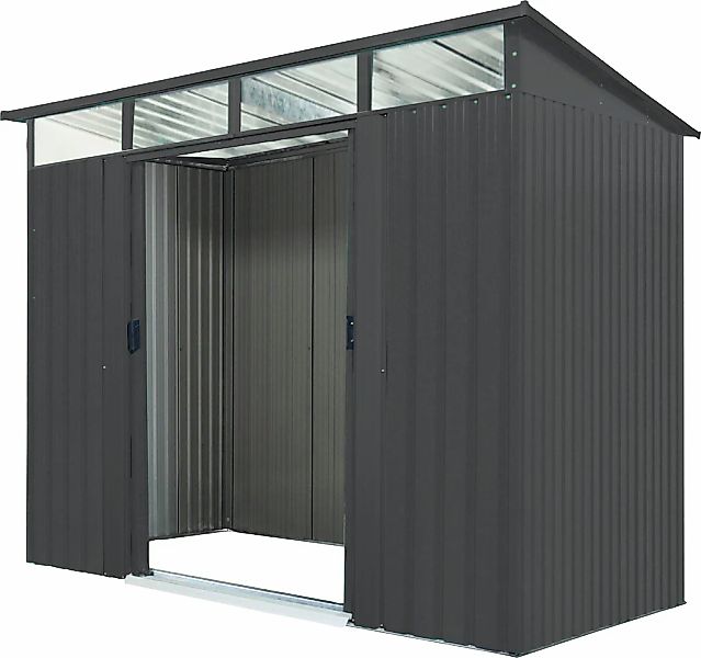 Pergart Gerätehaus "Lübeck 86" Metall, mit Pultdach und Lichtband, anthrazi günstig online kaufen