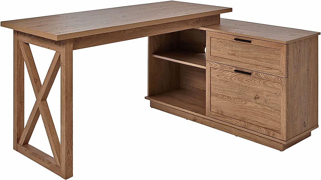 Jahnke Eckschreibtisch "CHALET D 155 E" 1 Stk. tlg. im Landhausstil, wechse günstig online kaufen