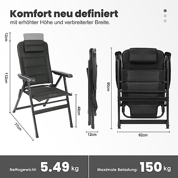 HOMECALL Klappstuhl Hochlehner Campingstuhl Gartenstuhl Gepolstert günstig online kaufen