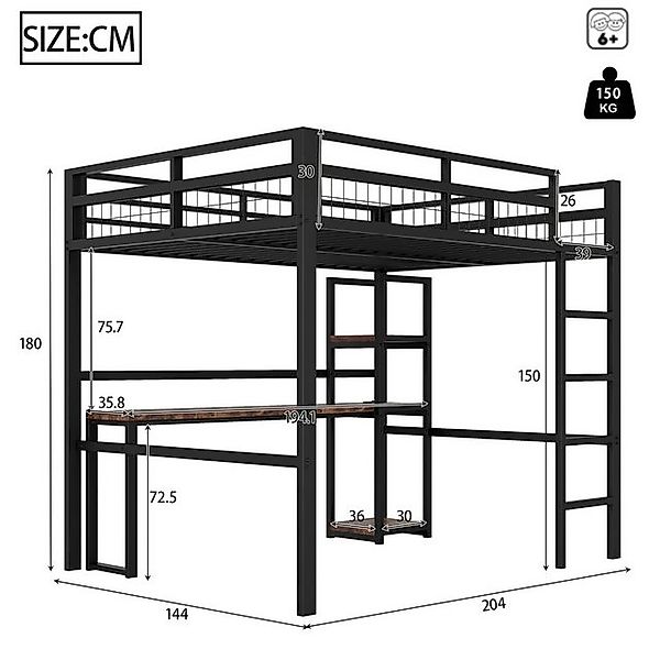 TavilaEcon Hochbett Multifunktionales Kinder-Hochbett mit Schreibtisch & St günstig online kaufen