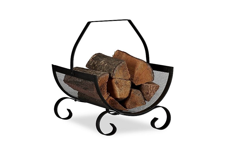 relaxdays Kaminholzkorb schwarz günstig online kaufen