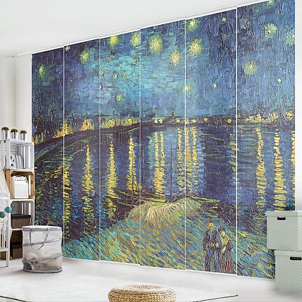 Schiebegardinen Set Kunstdruck Vincent van Gogh - Sternennacht über der Rhô günstig online kaufen