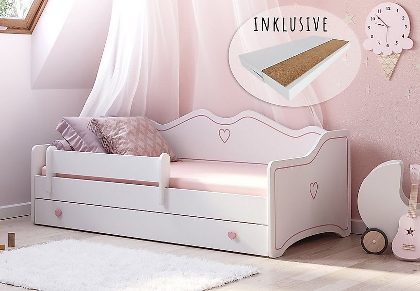 Kids Collective Kinderbett Mädchenbett 80x160 80x180 mit Matratze, Rausfall günstig online kaufen