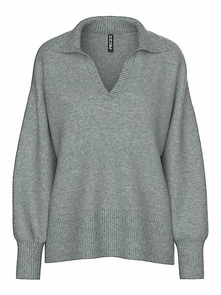 pieces V-Ausschnitt-Pullover "PCMALOU LS POLO KNIT NOOS BC" günstig online kaufen