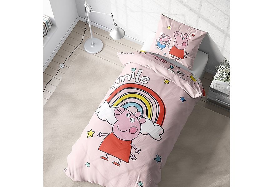 MTOnlinehandel Kinderbettwäsche Peppa Smile, 135x200 + 80x80 cm, Geschenkid günstig online kaufen