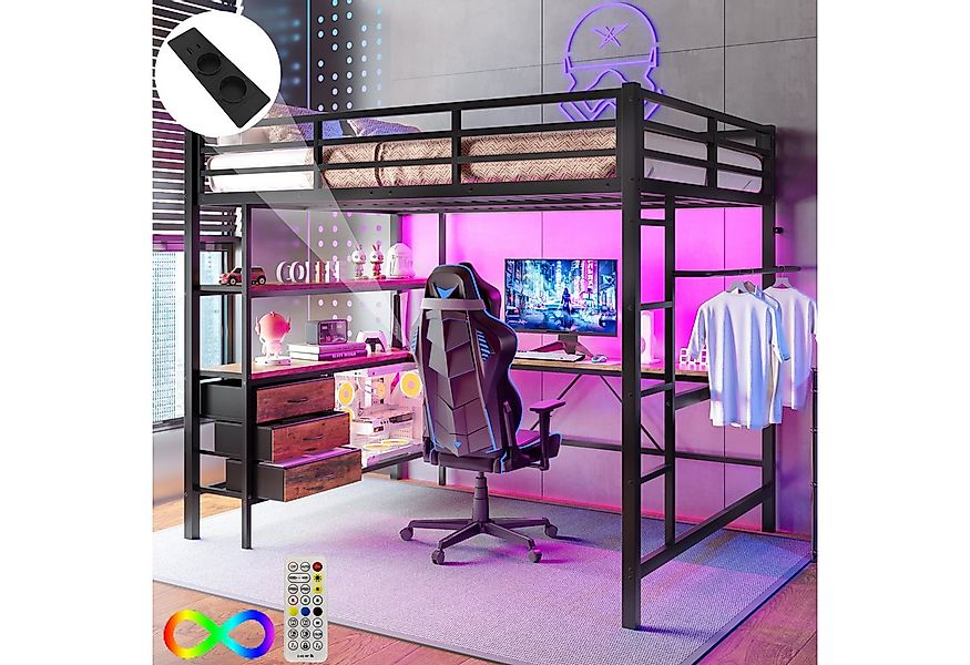 HAUSS SPOLE Hochbett 140x200cm mit Matratze Funktionsbett, Jugendbett mit S günstig online kaufen