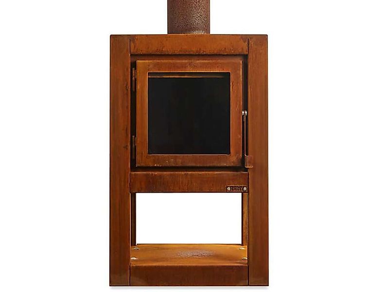 Quaruba Terrassenkamin Corten-Stahl Mit Rollen L 3 Seiten Glas günstig online kaufen