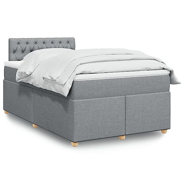 vidaXL Boxspringbett, Boxspringbett mit Matratze Hellgrau 120x190 cm Stoff günstig online kaufen