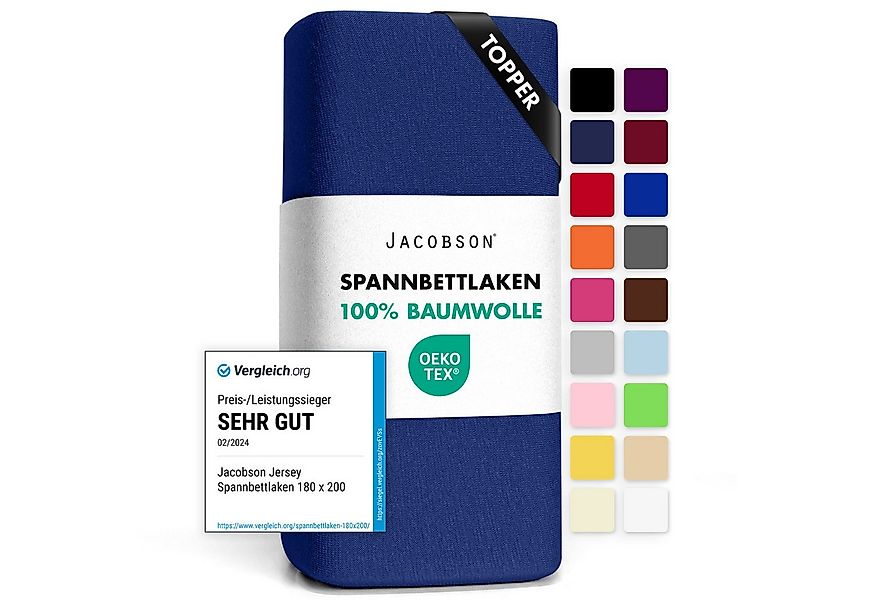 Jacobson Spannbettlaken TOPPER aus 100% Baumwolle, Jersey Bettlaken 160 g/m günstig online kaufen