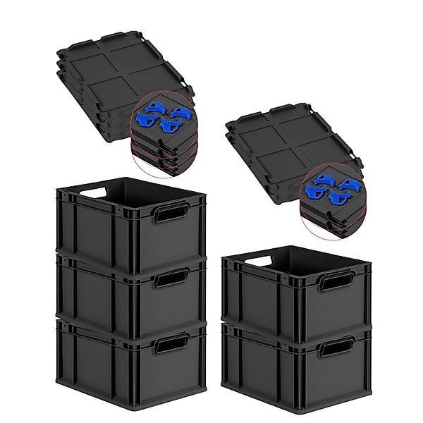 PROREGAL SparSet 5x Eurobox Nextgen Grip Mit Auflagedeckel Und Blauen Versc günstig online kaufen