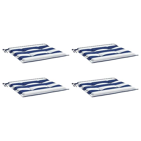 vidaXL Gartenstuhl-Kissen 4 Stk Blau & Weiß Gestreift 40x40x4cm Stoff 36101 günstig online kaufen