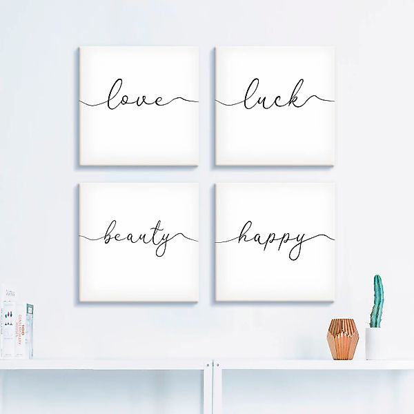 Artland Leinwandbild »Liebe Glück Schönheit Frohsinn«, Sprüche & Texte, (4 günstig online kaufen