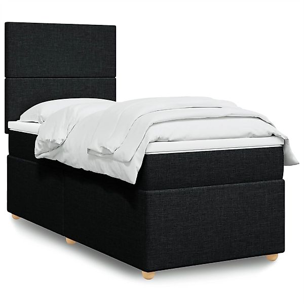 vidaXL Boxspringbett mit Matratze Schwarz 100x200 cm Stoff 3293486 günstig online kaufen