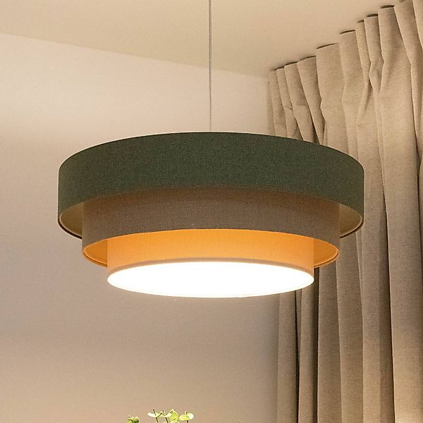 Hängeleuchte Triniti, grün/beige/creme, Ø 60 cm, Textil günstig online kaufen