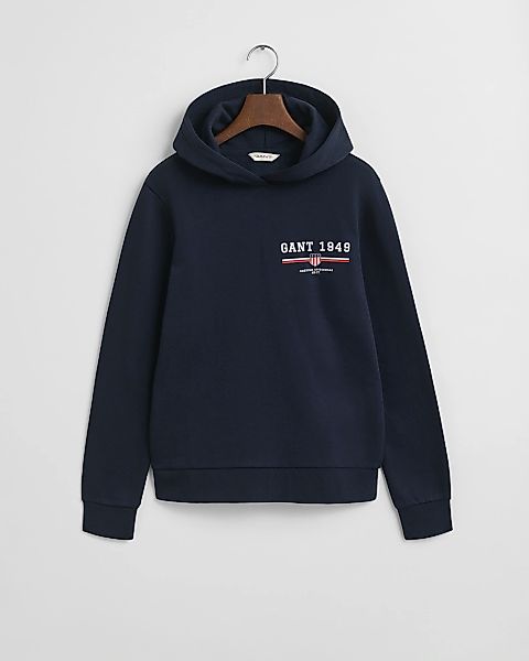 Gant Hoodie "REG GRAPHIC HOODIE" gerippte Abschlüsse, Kapuze ohne Kordel günstig online kaufen