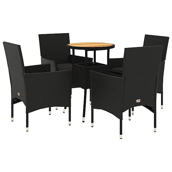 vidaXL 5-Tlg Garten-Essgruppe mit Kissen Schwarz Poly Rattan Akazie 3278730 günstig online kaufen