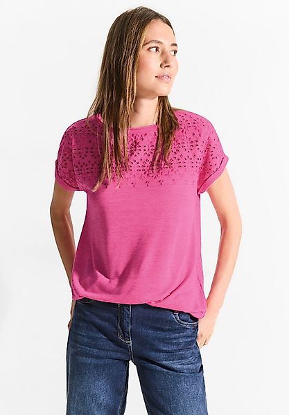 CECIL Kurzarmshirt mit Lochstickerei günstig online kaufen