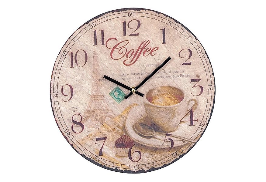 Levandeo® Wanduhr (Wanduhr Holz 30x30cm Rund Holzuhr Uhr Holzbild Coffee Ka günstig online kaufen