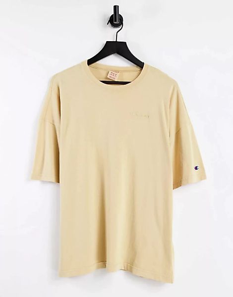 Champion – Reverse Weave – Oversize-T-Shirt in hellbrauner Acid-Waschung-Ne günstig online kaufen