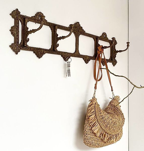 Wandgarderobe Nostalgie 4 bewegliche Haken Gusseisen Braun Antik-Stil Vinta günstig online kaufen
