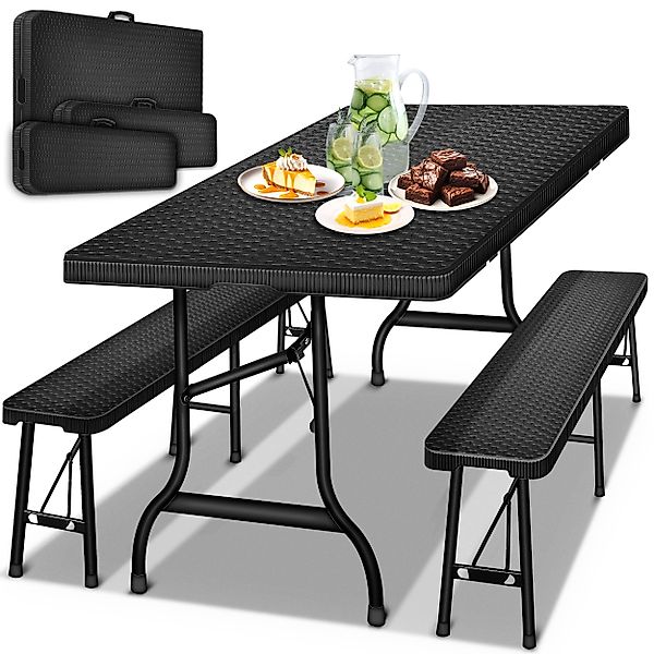 tillvex Bierzeltgarnitur klappbar 3-teilig Set Rattan günstig online kaufen