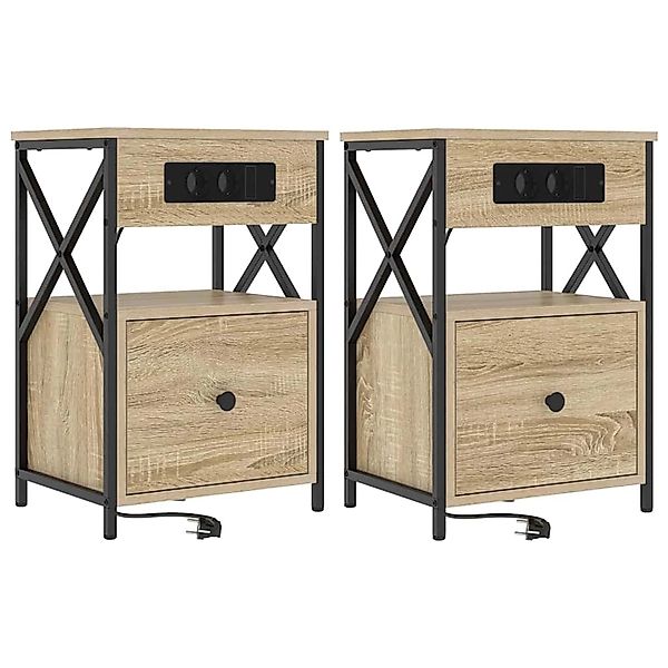 vidaXL Nachttisch 2 Stk Sonoma Eiche 40 x 31 x 60 cm Holzwerkstoff 859493 günstig online kaufen