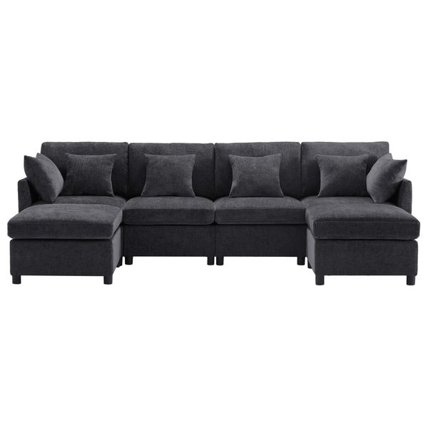 Merax Ecksofa U-förmiges Sofa aus Chenille-Stoff, günstig online kaufen