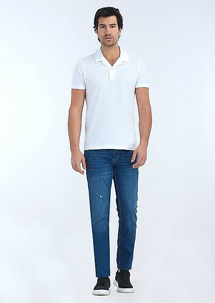 RAMSEY Poloshirt Weißes Jacquard-Kubakragen 100% Baumwoll-T-Shirt günstig online kaufen