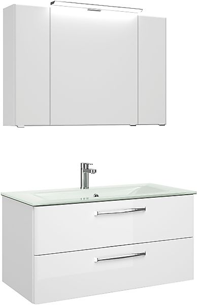 Saphir Badmöbel-Set Trentino 2-teilig Glas-Waschtisch, Spiegelschrank günstig online kaufen