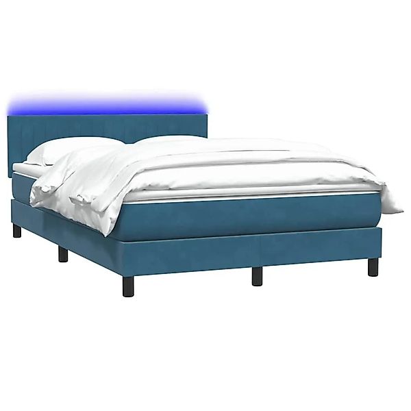 vidaXL Boxspringbett mit Matratze & LED Dunkelblau 160x210 cm Samt 3317083 günstig online kaufen