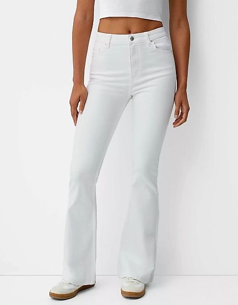 Bershka Jeans-Schlaghose Damen 38 Weiss günstig online kaufen