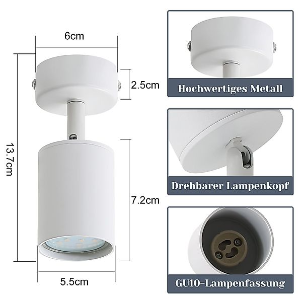 ZMH LED Deckenstrahler Retro Deckenleuchte Weiß/Schwarz günstig online kaufen