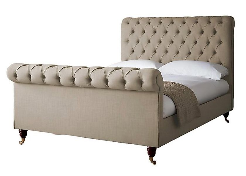 Xlmoebel Bett Englisches Doppelbett in Beige mit Chesterfield Design und de günstig online kaufen