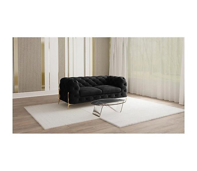 S-Style Möbel Chesterfield-Sofa 2 -Sitzer Ashley mit Goldenen Metall Füßen, günstig online kaufen