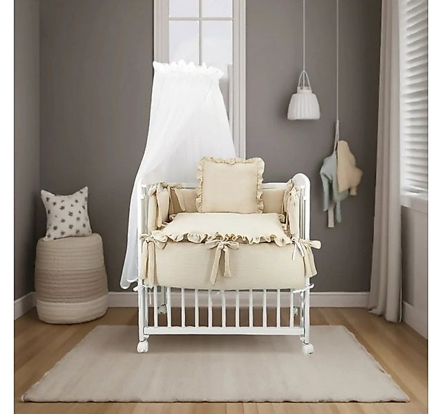 Babyhafen Beistellbett Stubenwagen Musselin Beige Ecru Rosa Babybett Zustel günstig online kaufen