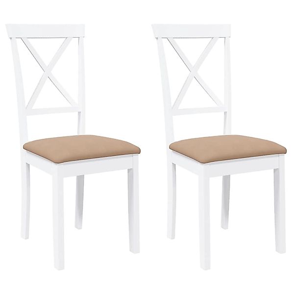 vidaXL Esszimmerstühle mit Kissen 2 Stk Weiß Massivholz Gummibaum 4102408 günstig online kaufen