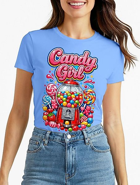 MoonWorks Print-Shirt Damen T-Shirt - Candygirl Kaugummi Retro Design - Fas günstig online kaufen