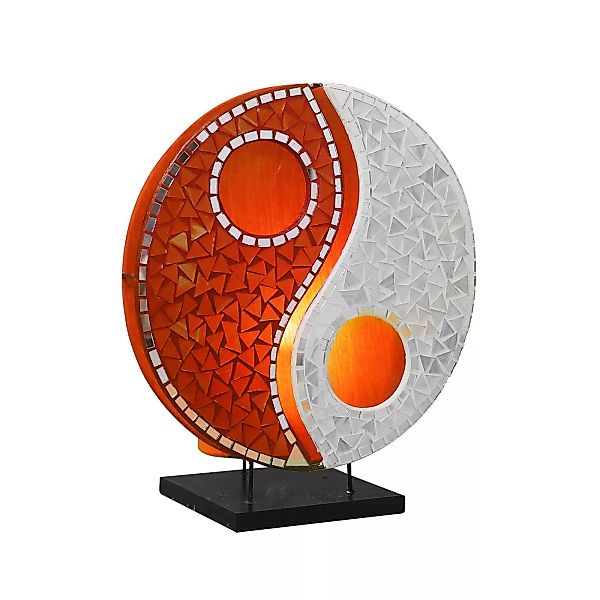 Tischleuchte Ying Yang Glas-Mosaik orange/weiß günstig online kaufen