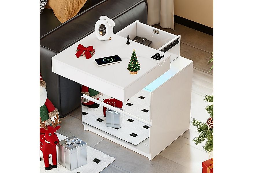 LVSOMT Nachttisch mit Geheimfach Abschließbar, LED und Ladefunktion (1-St), günstig online kaufen