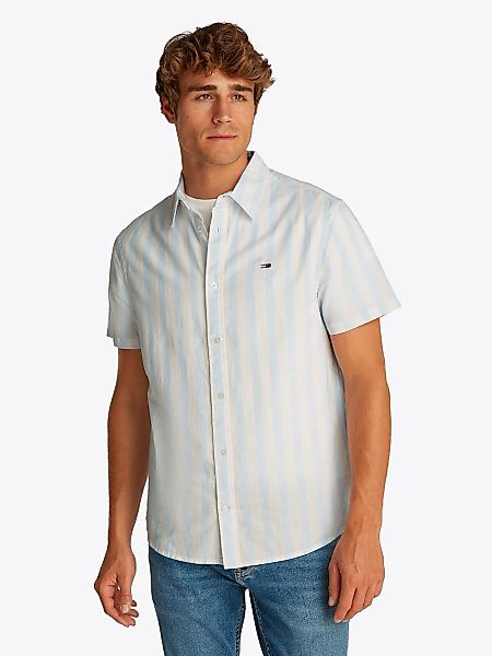 Tommy Jeans Kurzarmhemd "TJM REG LINEN BLEND STP SS SHIRT", Mit Rundhalsaus günstig online kaufen