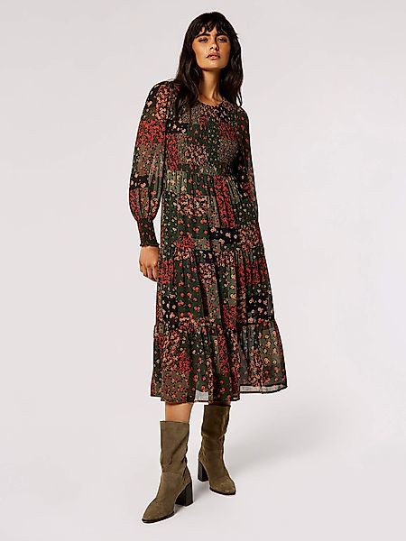 Apricot Druckkleid Chiffonkleid, (1-tlg) mit Smokdetails günstig online kaufen